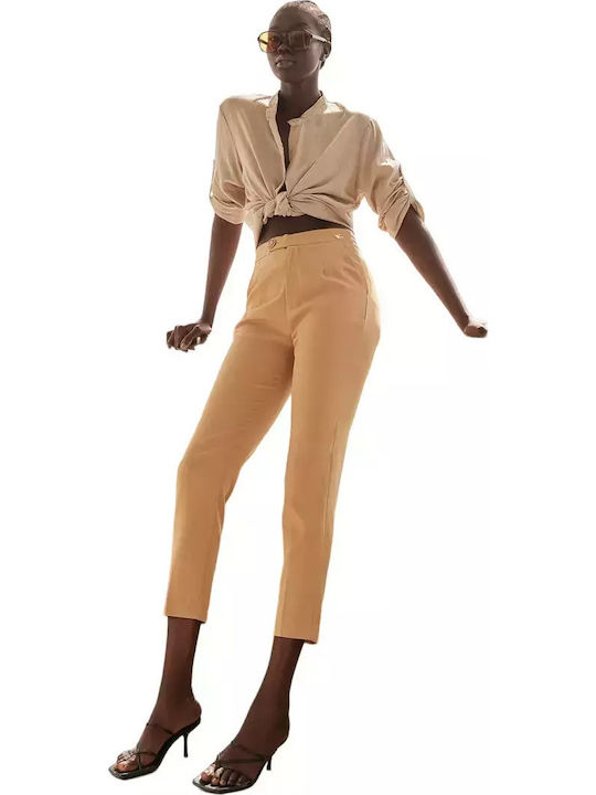 Damen Capri Chino Hose Braun