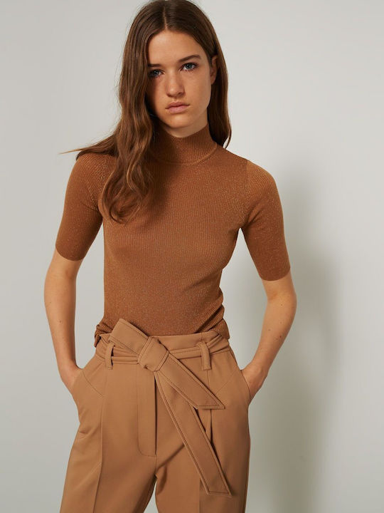 Damen Stoff Hose in Karotten Passform Beige