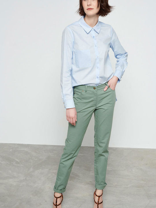 Women's Fabric Trousers Regular Fit Khaki