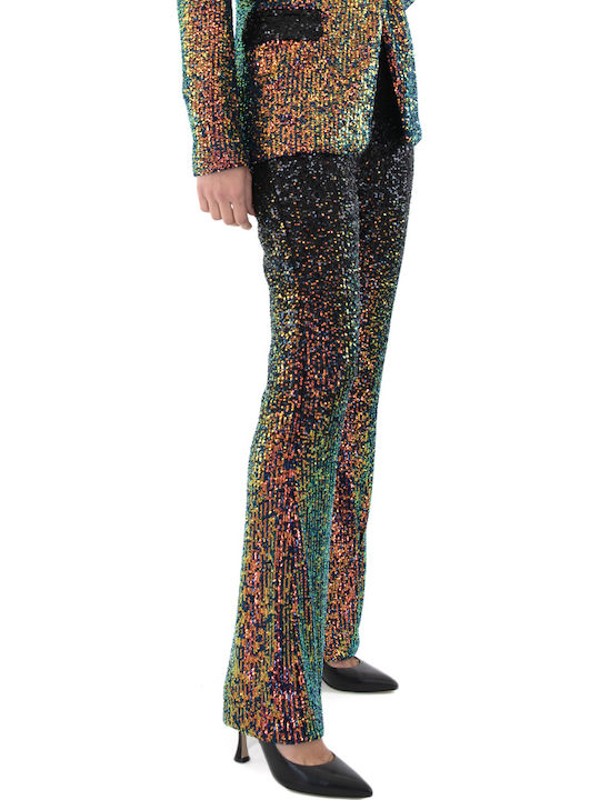 Twenty 29 Pants Women Twenty-29 Γυναικείο Υφασμάτινο Παντελόνι με Λάστιχο Bootcut Fit Καφέ