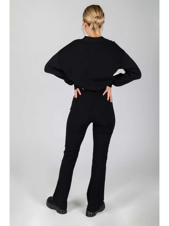 Trousers Creases Γυναικείο Υφασμάτινο Παντελόνι Μαύρο