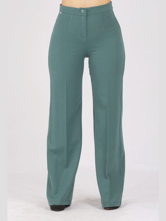 Secret Fashion Women's Crepe Trousers in Regular Fit Green