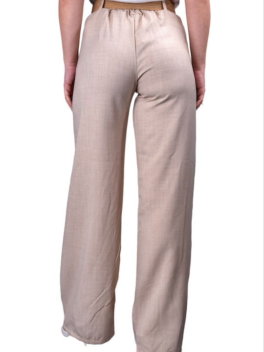 Remix Women's Fabric Trousers Beige