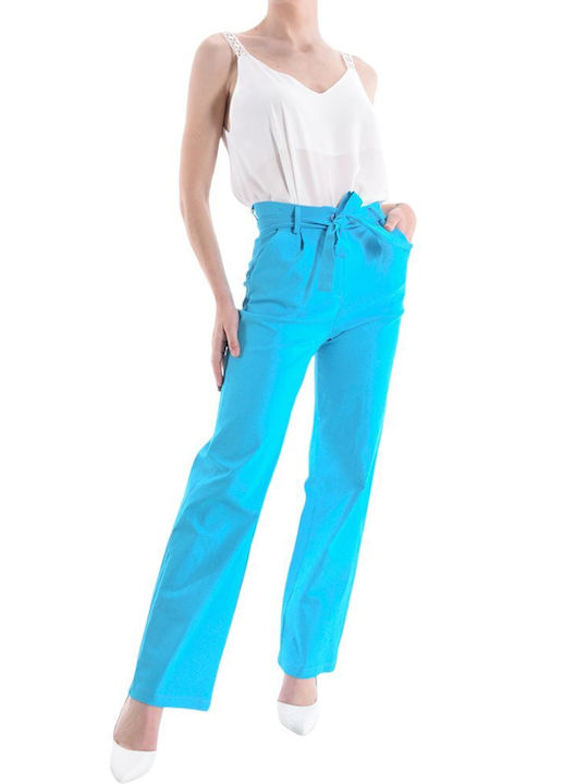 Remix Women's Fabric Trousers Light Blue