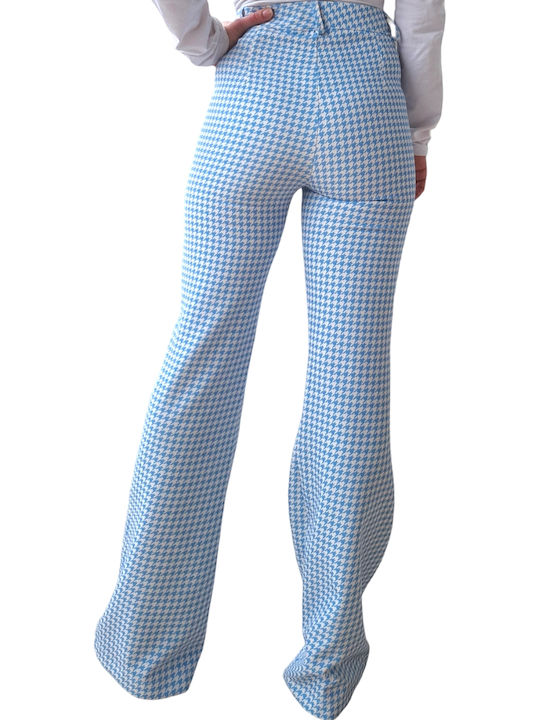 Remix Remix Pied De Pule Women's Fabric Trousers Light Blue