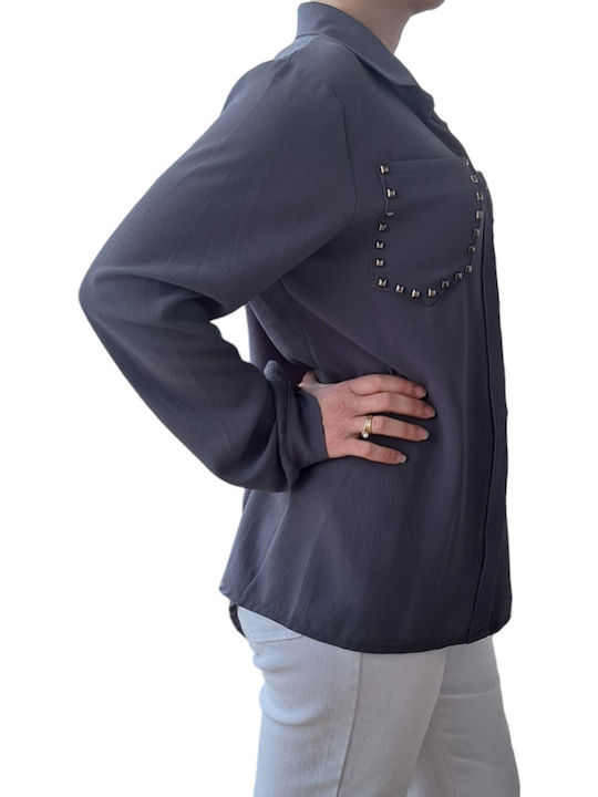 Remix Women's Monochrome Long Sleeve Shirt Gray