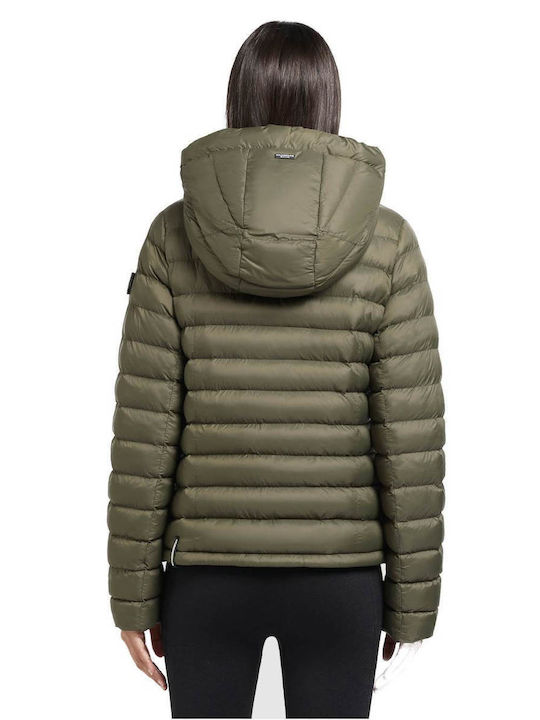 Khujo Lovina 2 Women's Short Puffer Jacket for Winter with Hood Khaki