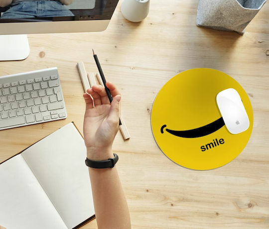 Koupakoupa Smile!!! Mouse Pad (200mm) Κίτρινο KP_544_MOUSEPAD-ROUND