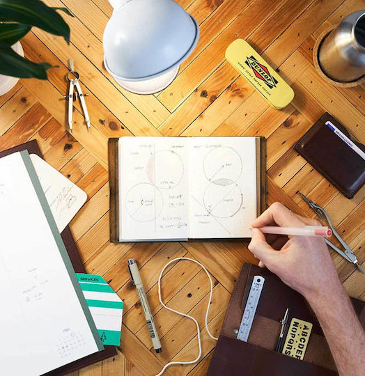 Paper Republic Voyageur Pocket Leather Journal Chestnut Σημειωματάριο με Λευκές Σελίδες με Λάστιχο Καφέ
