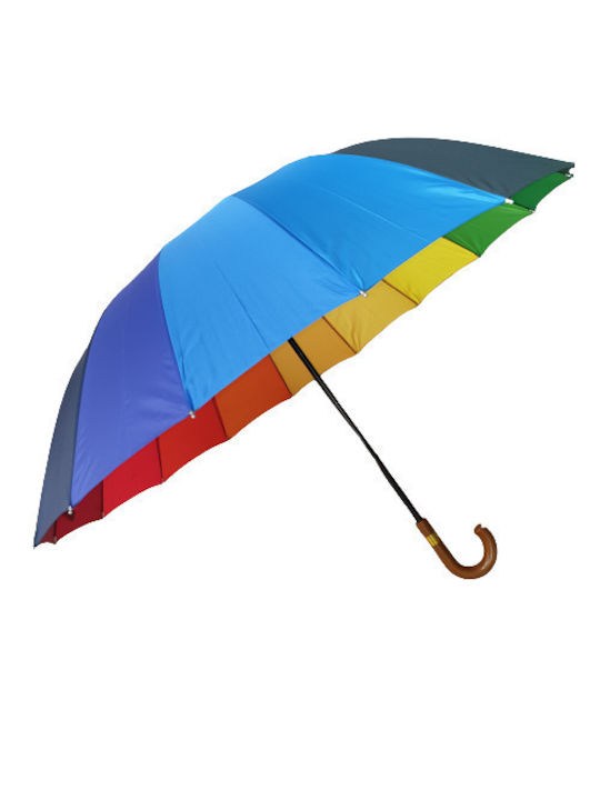 Αυτόματη Ομπρέλα Βροχής με Μπαστούνι Πολύχρωμη