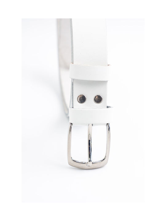 Leather Women's Belt White