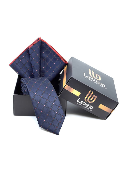 Synthetic Men's Tie Set Printed Navy Blue