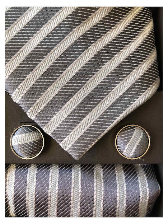 Synthetic Men's Tie Set Printed Gray