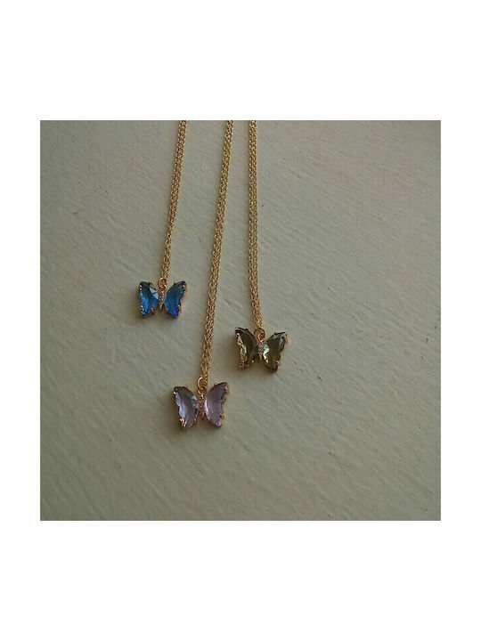 Necklace with design Butterfly from Gold Plated Steel