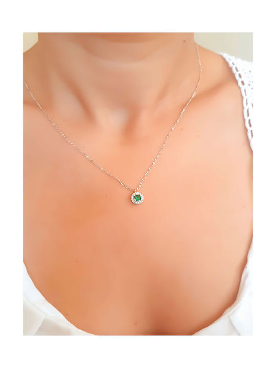 Necklace Rosette from White Gold 9 K