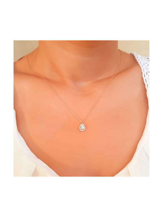 Necklace with design Tear from Rose Gold 14K