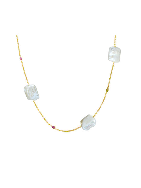 Necklace from Gold Plated Silver with Pearls