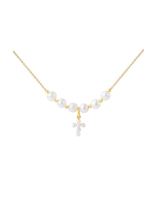 Necklace from Gold 14K with Pearls