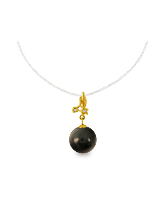 Necklace from Gold 18k with Pearls & Diamond