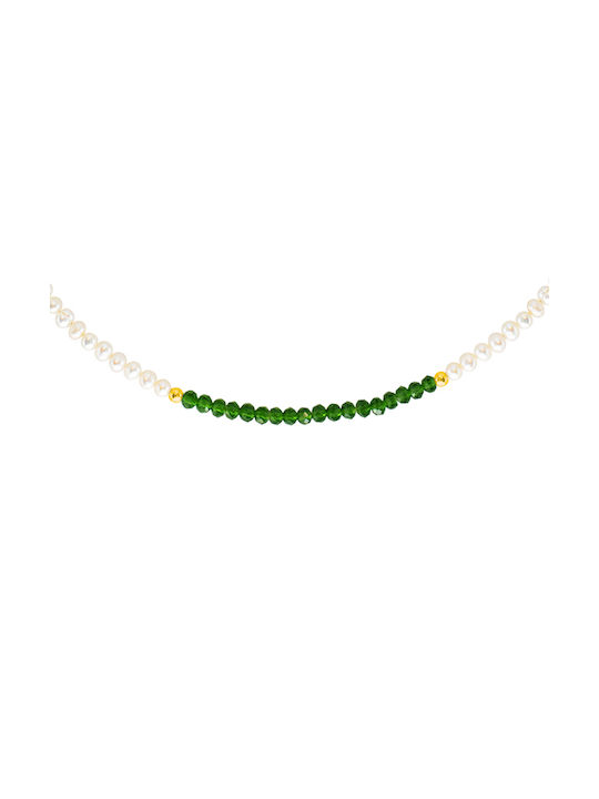 Necklace from White Gold 14K with Pearls