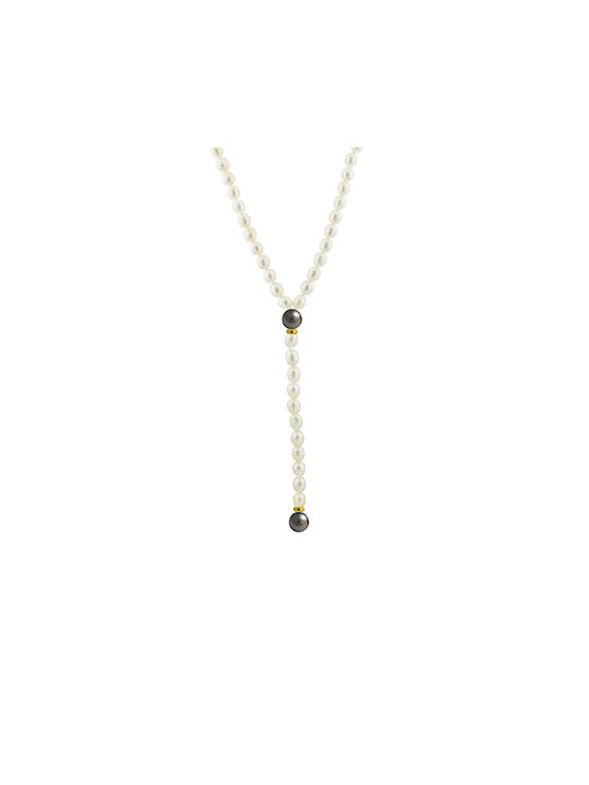 Necklace from White Gold 14K with Pearls