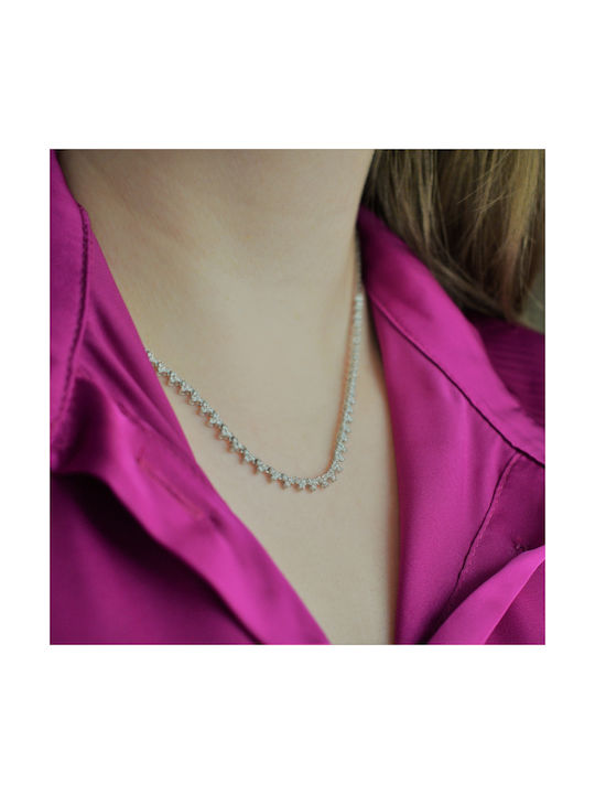 Necklace from White Gold 14K with Zircon