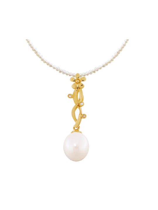 Charm from Gold 18k with Pearls & Diamond