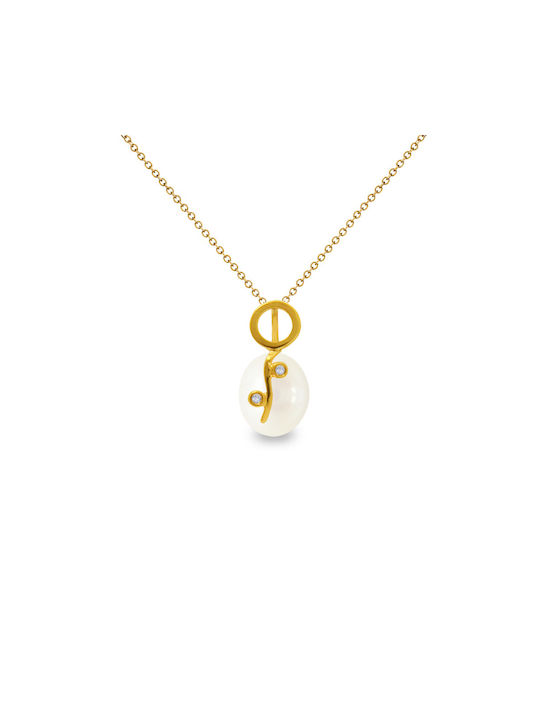 Necklace from White Gold 18k with Pearls