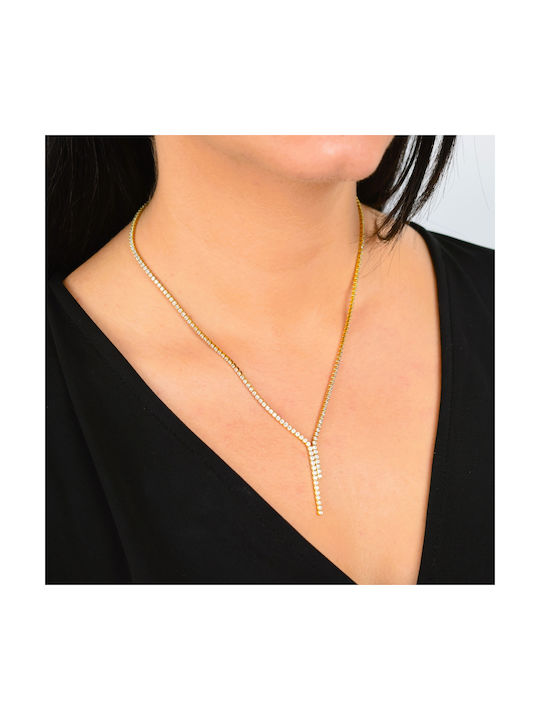 Necklace from Gold Plated Silver with Zircon