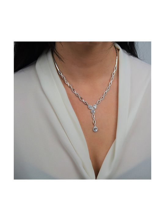 Necklace with design Tear from White Gold 14K