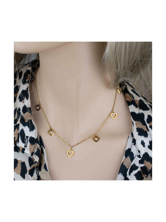 Serpiente Necklace with design Heart from Gold Plated Steel