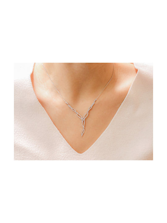 Necklace from White Gold 14K with Zircon