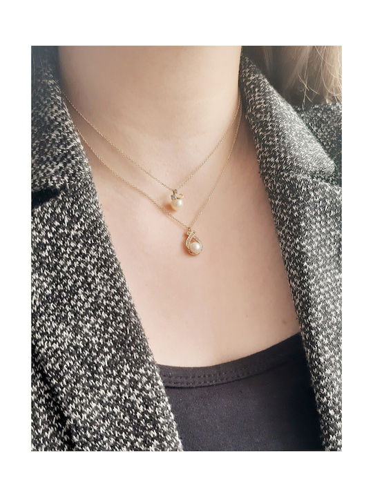 Necklace from Gold 14K with Pearls