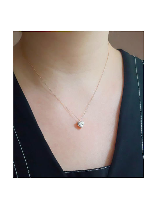 Necklace from Rose Gold 14K with Zircon