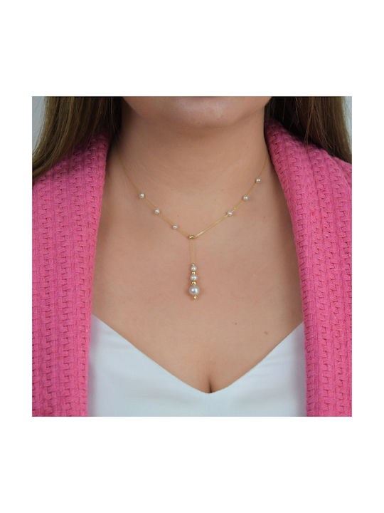 Necklace from Gold 14K with Pearls