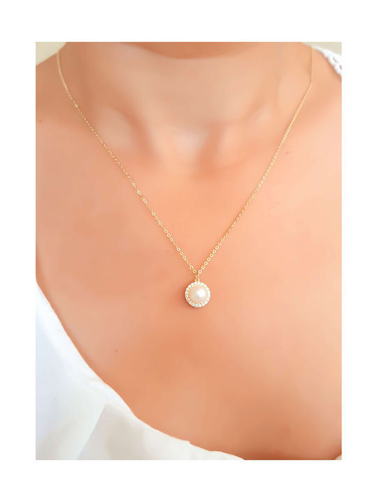 Necklace Rosette from Gold 9 K with Pearls