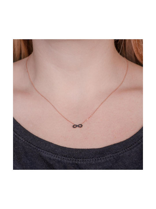 Necklace Infinity from Gold Plated Silver with Zircon