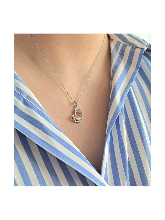 Necklace with design Heart from Silver with Zircon