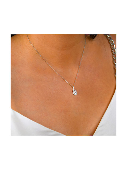 Necklace from White Gold 14K with Zircon