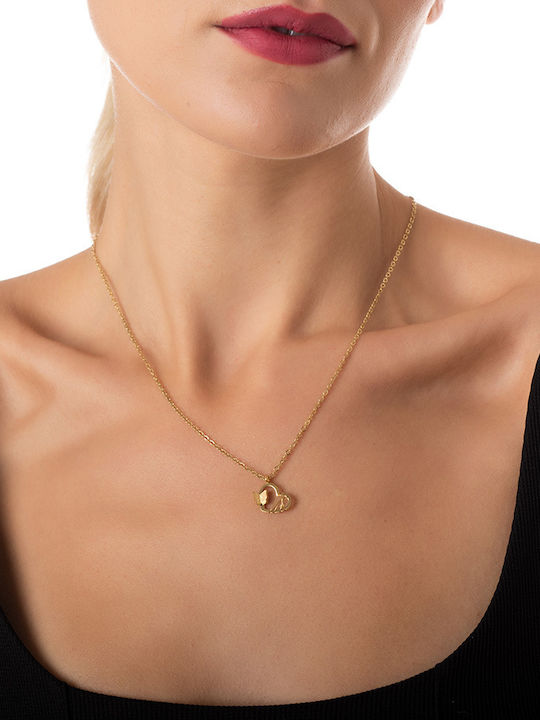 Oxzen Necklace with design Heart from Gold Plated Steel