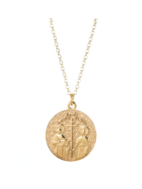 Necklace Constantine Amulet from Gold Plated Silver with Zircon