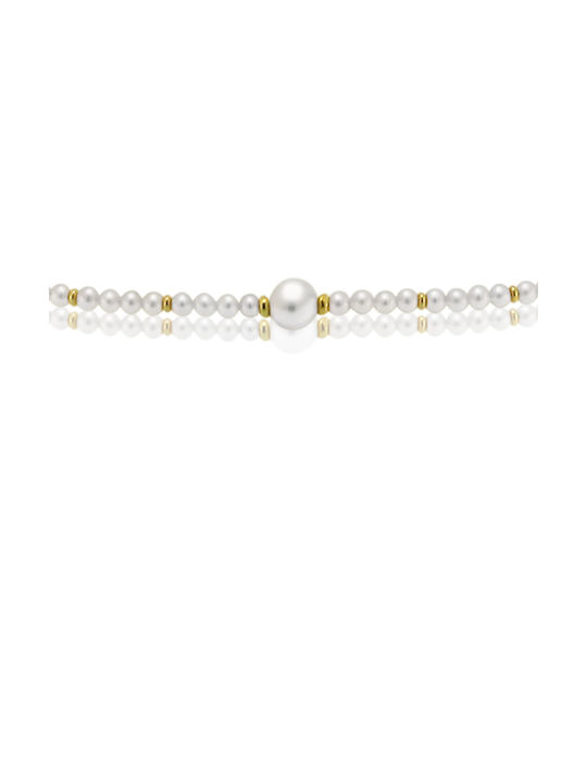 Necklace from White Gold 14K with Pearls