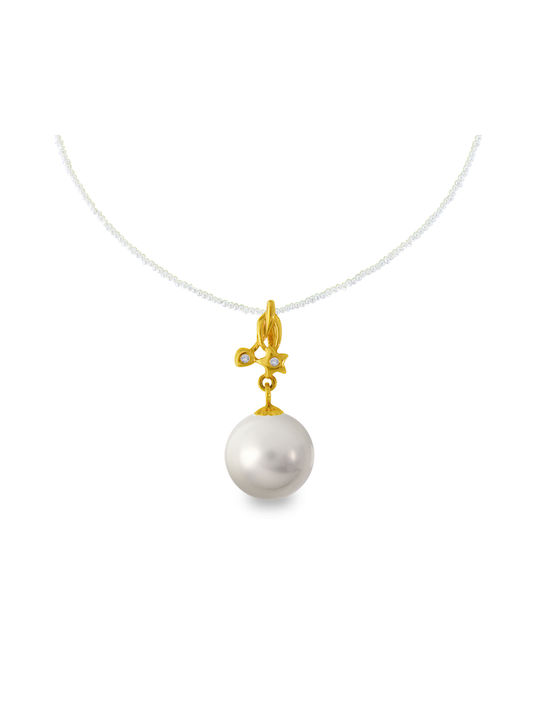 Necklace from Gold 18k with Pearls & Diamond