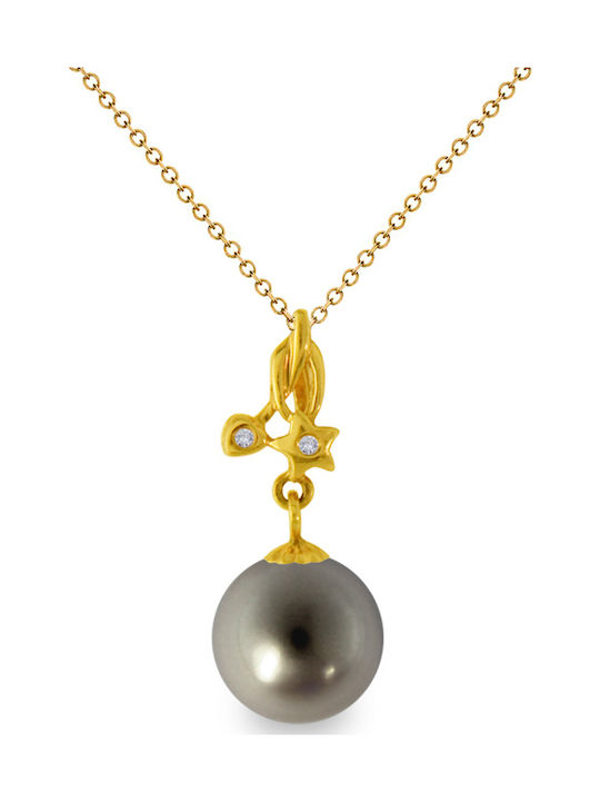 Margaritari Charm mit Steinen aus 18K Gold Schwarz