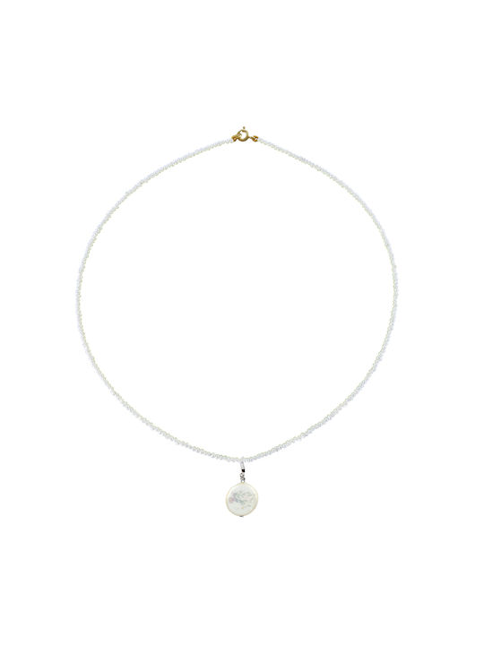 Charm from White Gold 18k with Pearls & Diamond