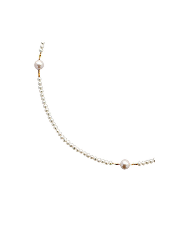 Necklace from White Gold 18k with Pearls