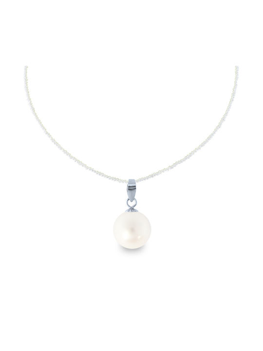 Charm from White Gold 14K with Pearls