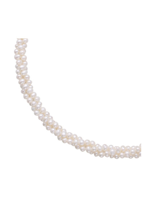 Necklace from White Gold 14K with Pearls