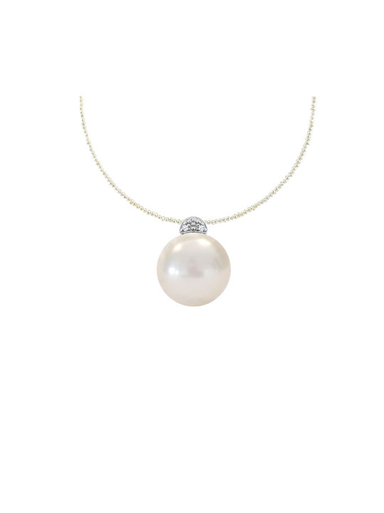 Charm from White Gold 18k with Pearls & Diamond