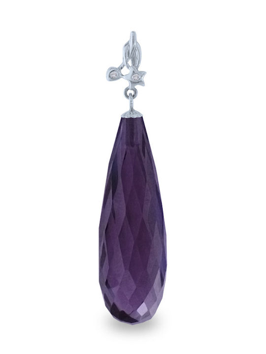 Margaritari Gold Stone Charm with Diamond and Zircon Purple
